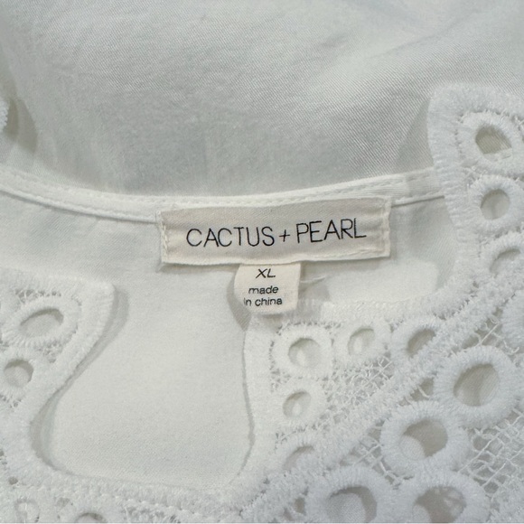 Cactus + Pearl White Lace Detail Women's Blouse Size XL - Picture 5 of 7
